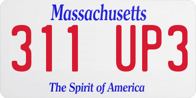 MA license plate 311UP3