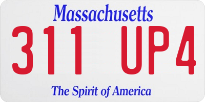 MA license plate 311UP4