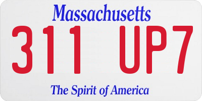 MA license plate 311UP7