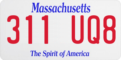 MA license plate 311UQ8