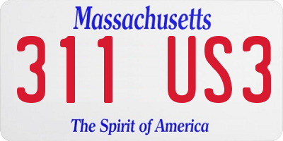 MA license plate 311US3