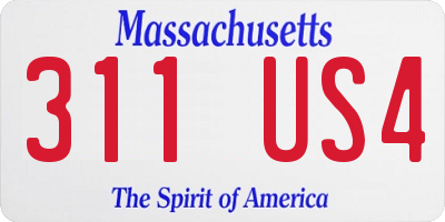 MA license plate 311US4