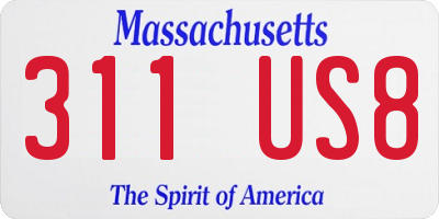 MA license plate 311US8