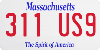 MA license plate 311US9