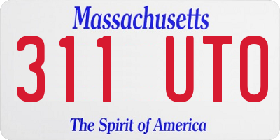 MA license plate 311UT0