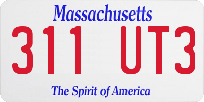 MA license plate 311UT3
