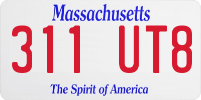 MA license plate 311UT8