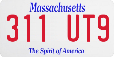 MA license plate 311UT9