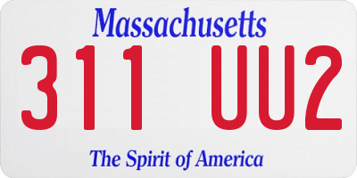 MA license plate 311UU2