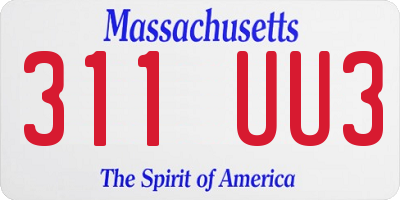MA license plate 311UU3