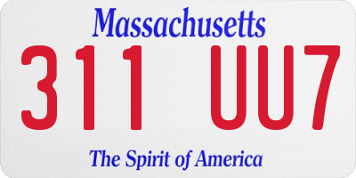MA license plate 311UU7