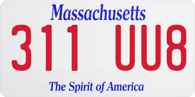 MA license plate 311UU8