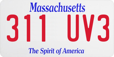 MA license plate 311UV3