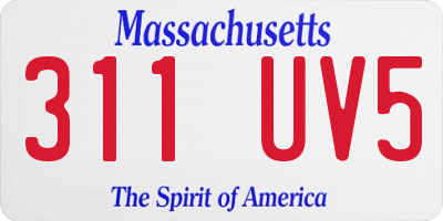 MA license plate 311UV5