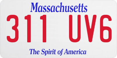 MA license plate 311UV6
