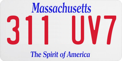 MA license plate 311UV7