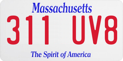 MA license plate 311UV8