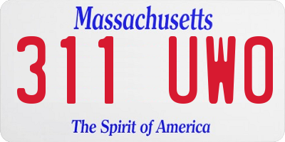 MA license plate 311UW0
