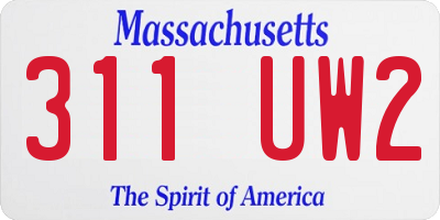 MA license plate 311UW2