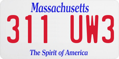 MA license plate 311UW3