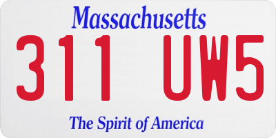 MA license plate 311UW5