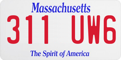 MA license plate 311UW6