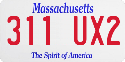 MA license plate 311UX2