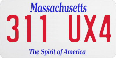 MA license plate 311UX4