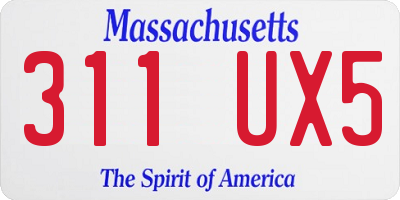 MA license plate 311UX5