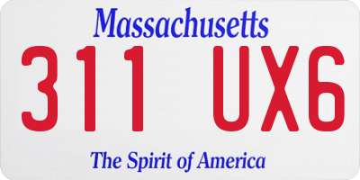 MA license plate 311UX6