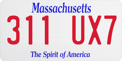 MA license plate 311UX7