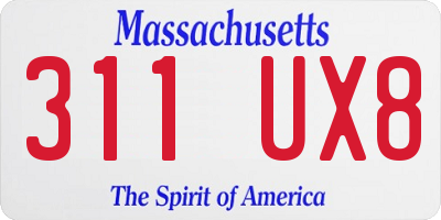MA license plate 311UX8
