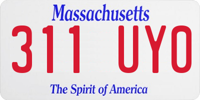 MA license plate 311UY0
