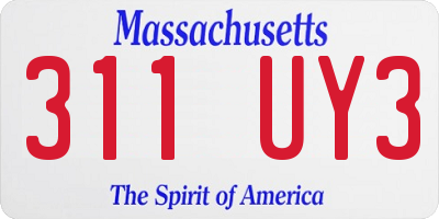 MA license plate 311UY3