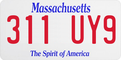 MA license plate 311UY9