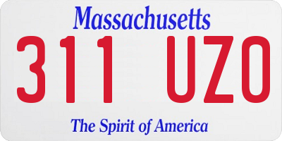 MA license plate 311UZ0