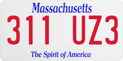 MA license plate 311UZ3