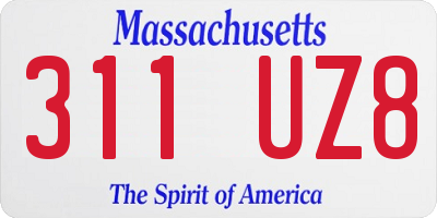 MA license plate 311UZ8