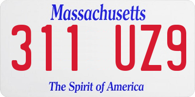 MA license plate 311UZ9