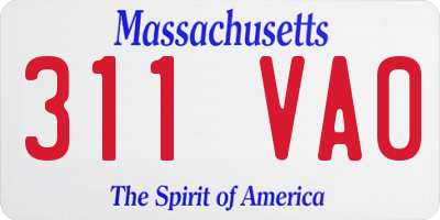 MA license plate 311VA0