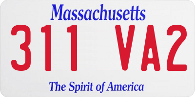 MA license plate 311VA2