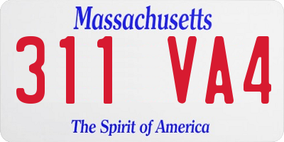 MA license plate 311VA4