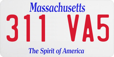 MA license plate 311VA5