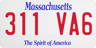 MA license plate 311VA6