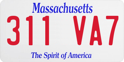 MA license plate 311VA7