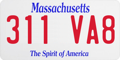 MA license plate 311VA8