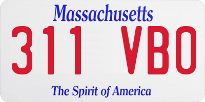 MA license plate 311VB0