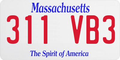 MA license plate 311VB3