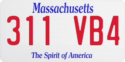 MA license plate 311VB4
