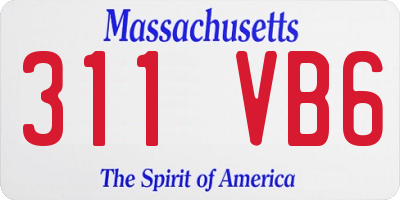 MA license plate 311VB6